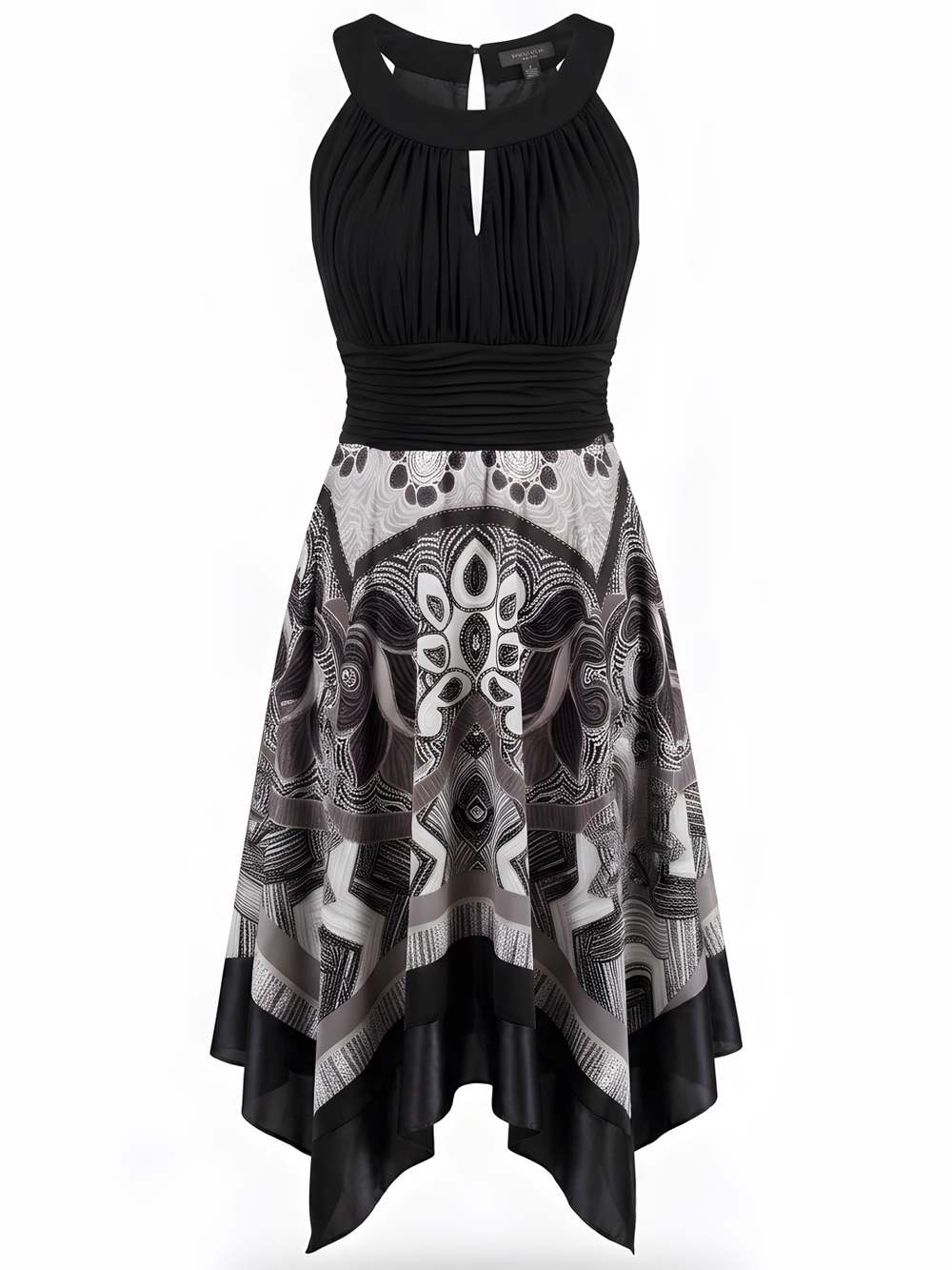 Chic Black and White High Low Dress